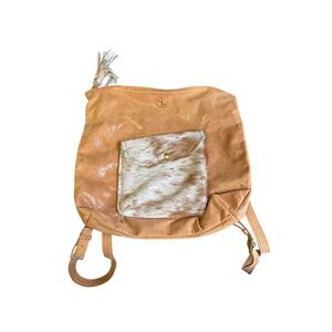 Beaudin Genuine Leather Becka Tan Fur Convertible Purse Backpack